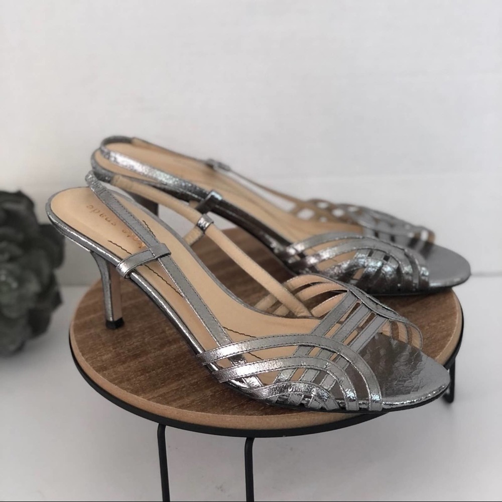 kate spade Silver Metallic Strappy Slingback Heels